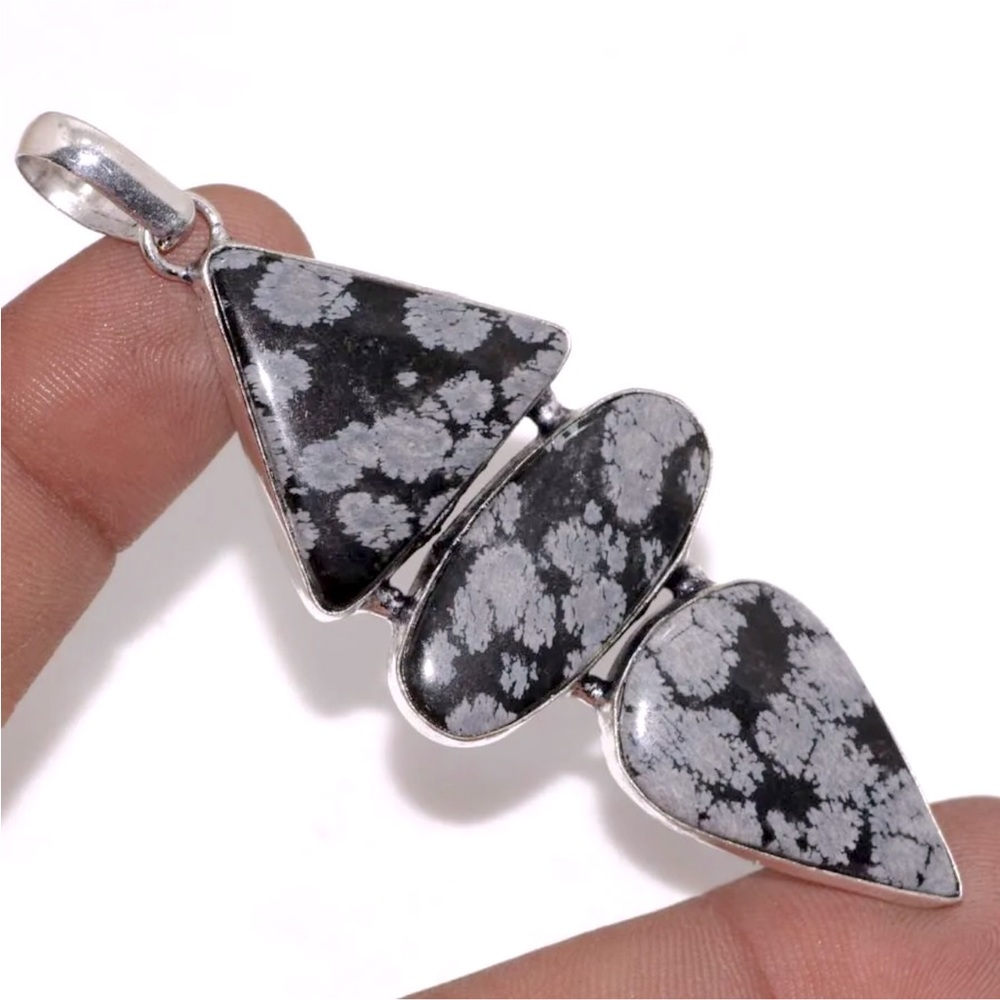 Snowflake obsidian pendant